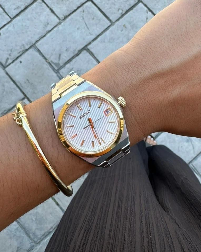 Rel p Sra c/ p aço bicolor Seiko SUR578P1
