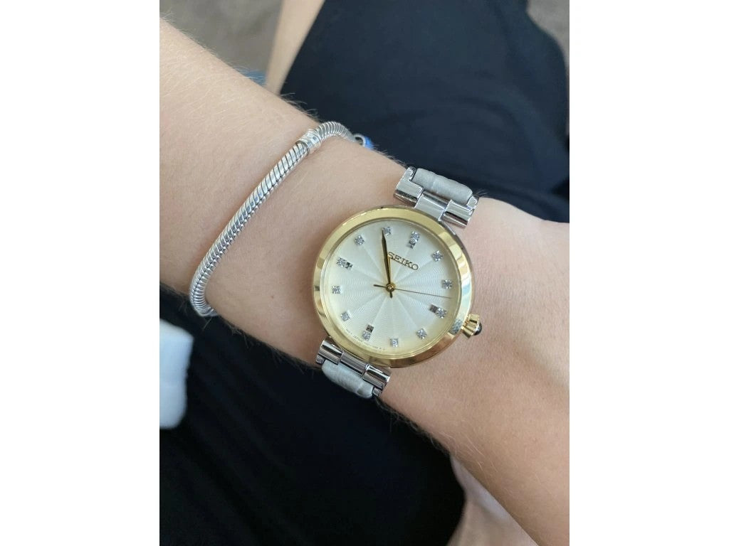 Relogio pulso bicolor p/pele Seiko SRZ546P1