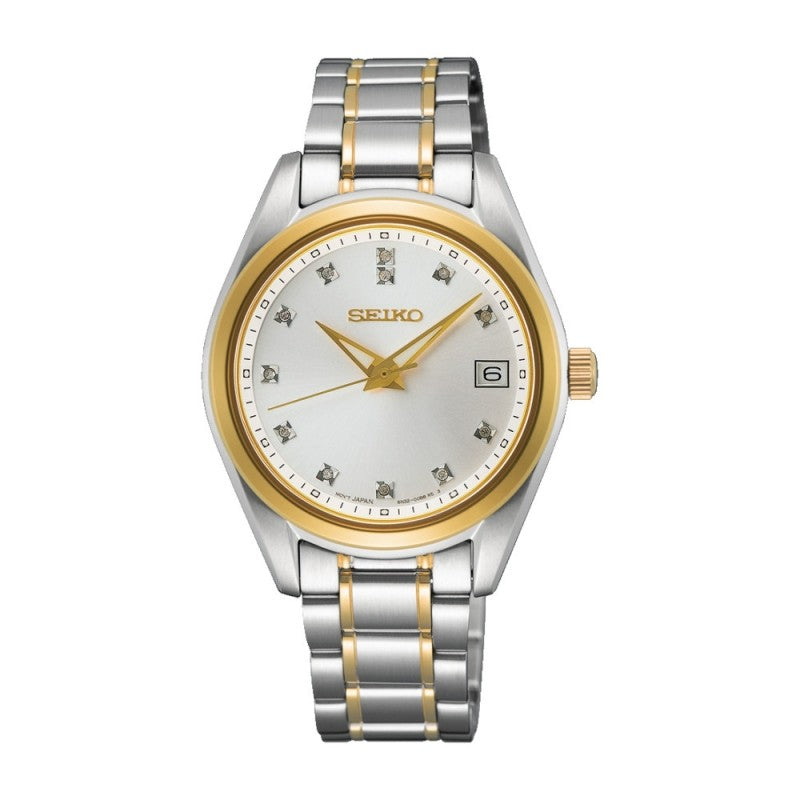 Rel p Sra c/ p aço bicolor Seiko SUR582P1