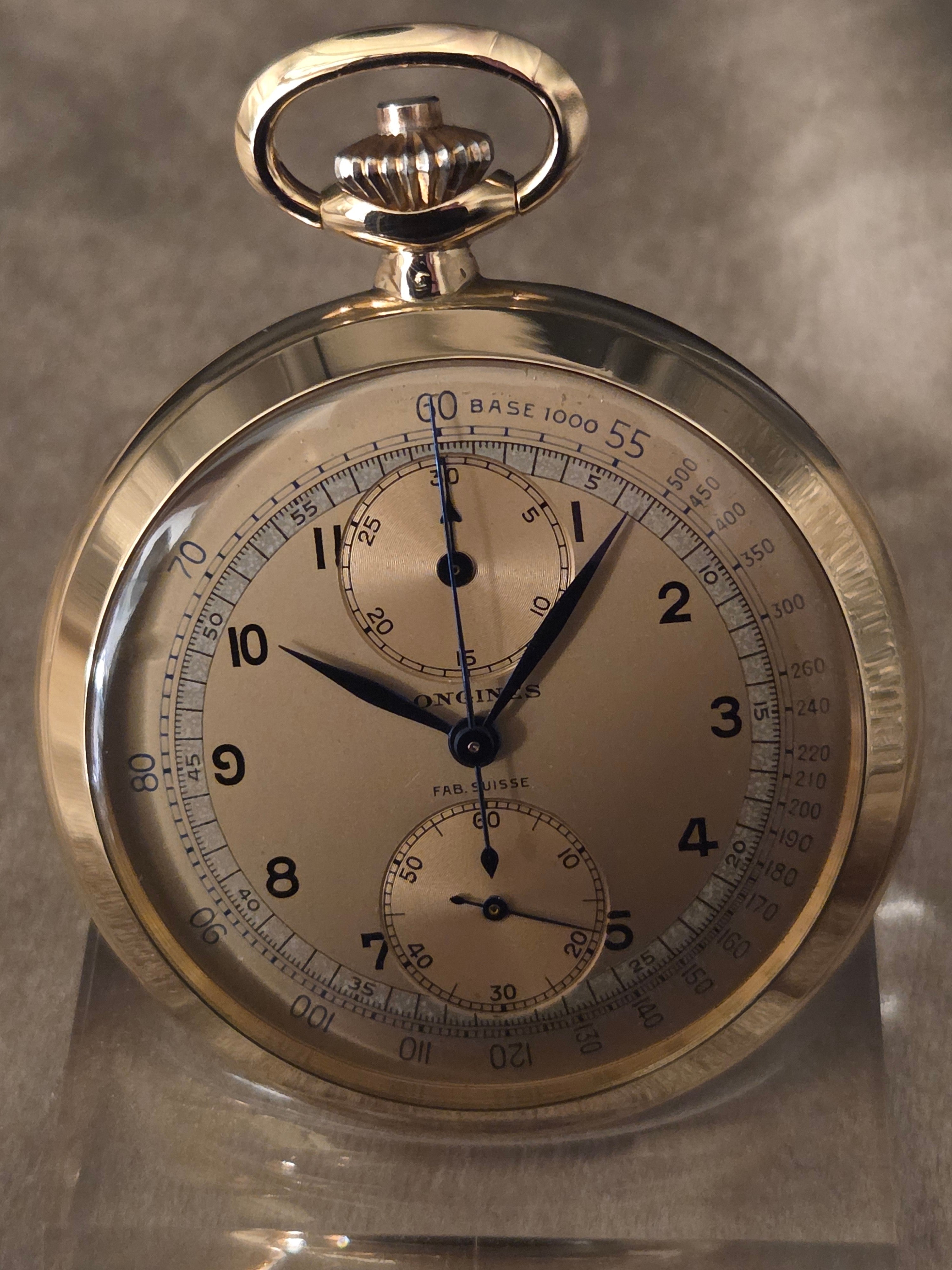 Relógio bolso em ouro Longines Cronógrafo