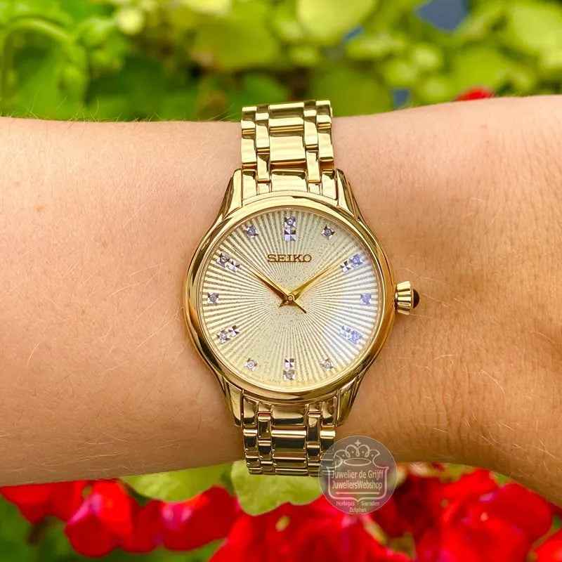 Rel p Sra c/ p aço bicolor Seiko SUR608J1